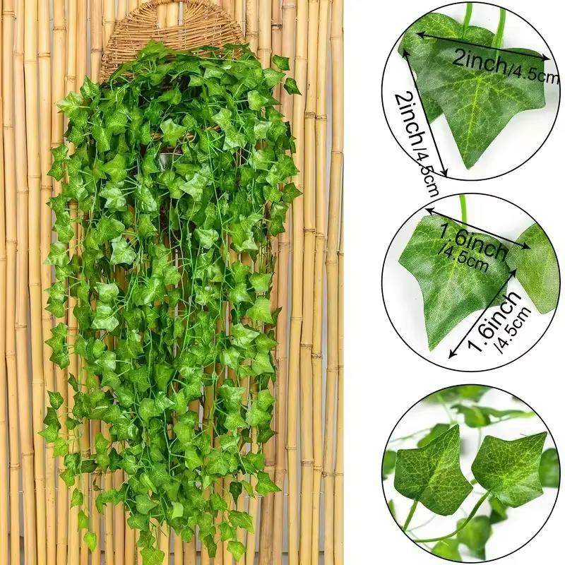 Guirlande de feuilles de lierre artificielles vertes