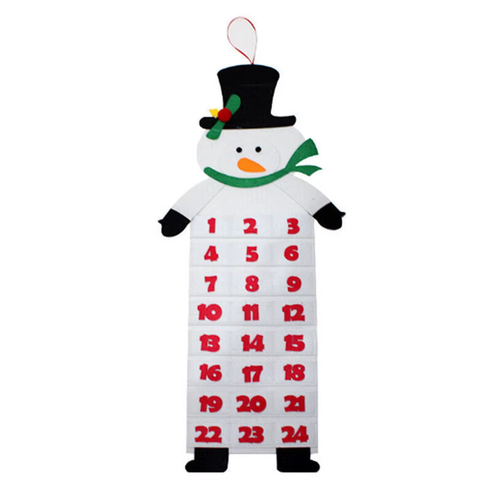 Calendrier de l'Avent de Noël réutilisable avec poches pour 24 jours, décoration murale de Noël