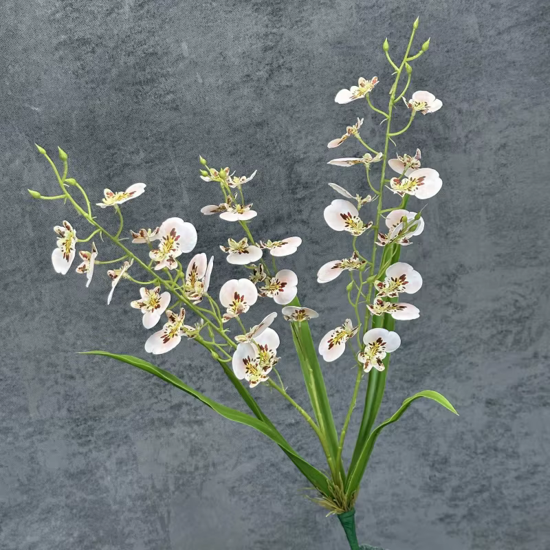 2pcs Bouquet de fleurs Oncidium artificielles Trois fourches Plante