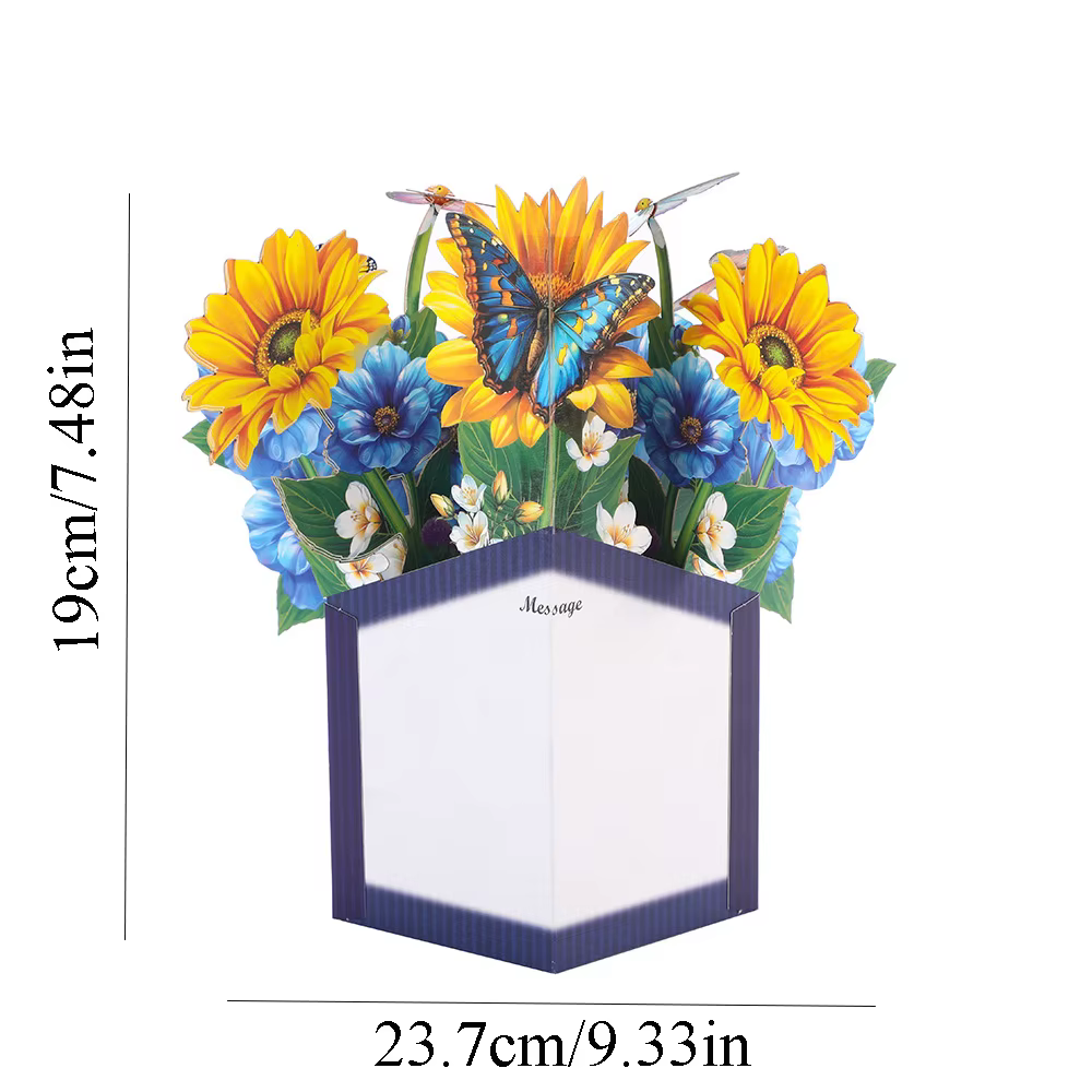 Carte de vœux pop-up avec bouquet de fleurs