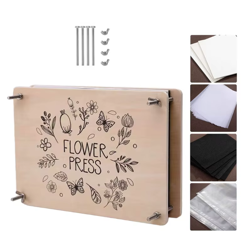 Kits presse à fleurs en bois pour adultes enfants, Kits conservation fleurs plantes en bois pour adultes, à à