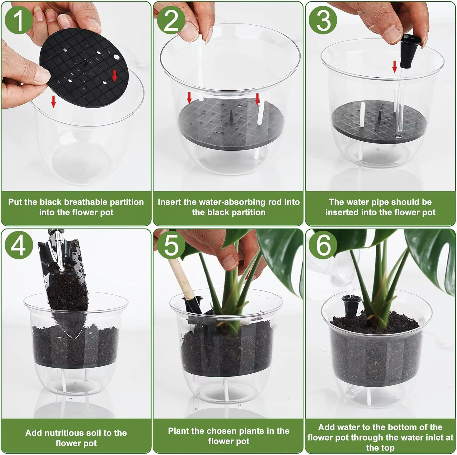 Pots de plantes en plastique