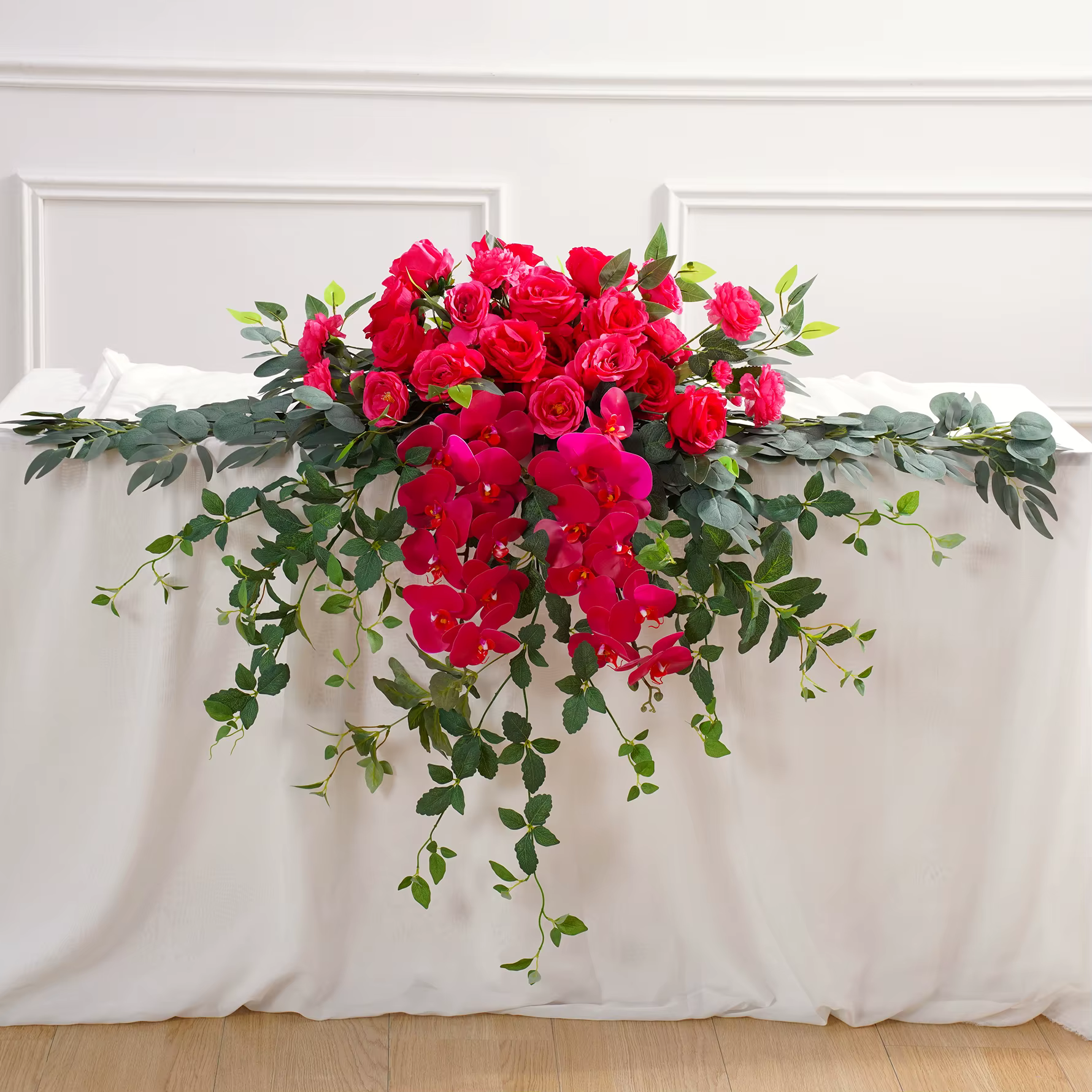 Angela fleur A9035 rouge Rose chêne feuille