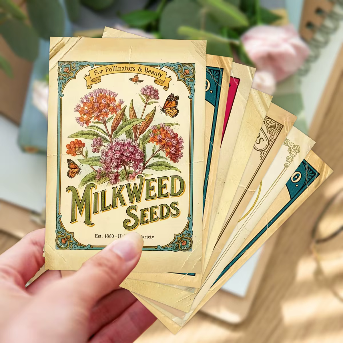 20 cartes de graines de fleurs botaniques vintage pour la décoration esthétique du jardin