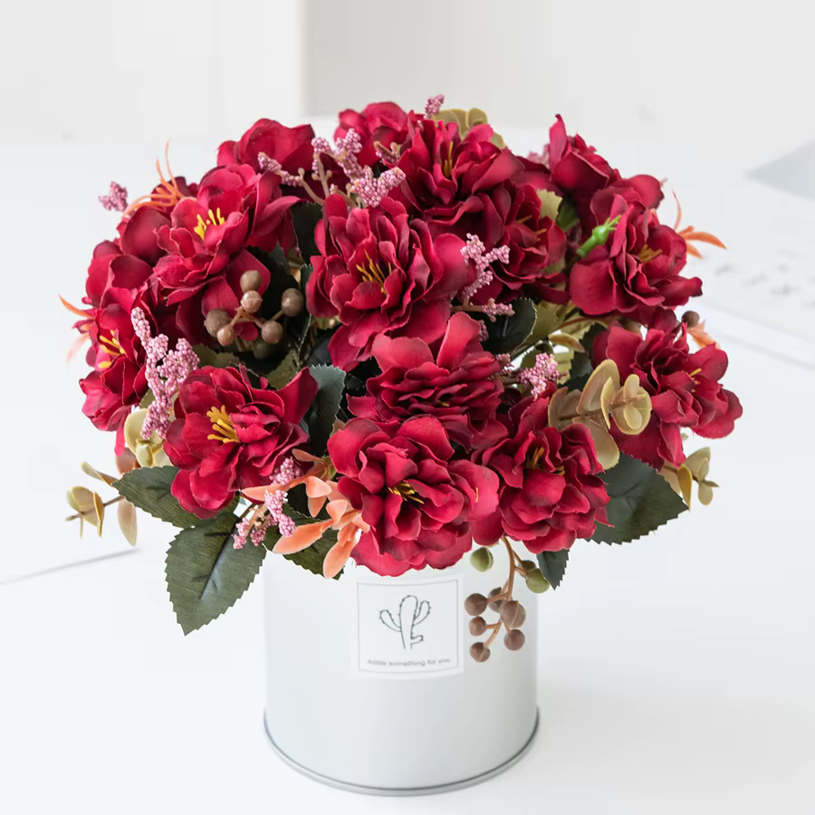 Fleurs artificielles Scrapbooking Soie Cerise Vase Maison Chambre Décor En Plein Air De Mariage Jardin Bouquet Broche Diy Festival Couronne