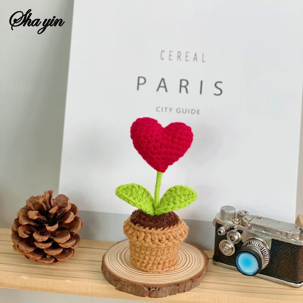 Crochet tissé fini petite plante en pot Simulation fleur