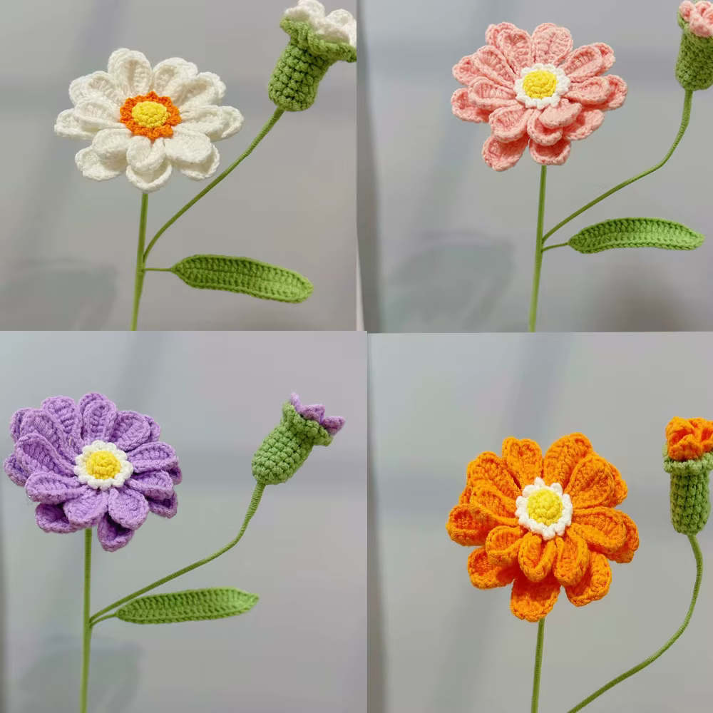 Bouquet de fleurs tricotées mignonnes