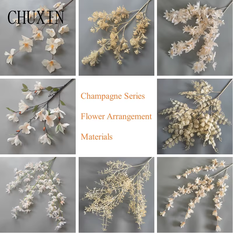 Champagne fleurs artificielles Rose pivoine plantes feuille d'eucalyptus arc de mariage arrangements floraux matériaux décor à la maison accessoires Photo