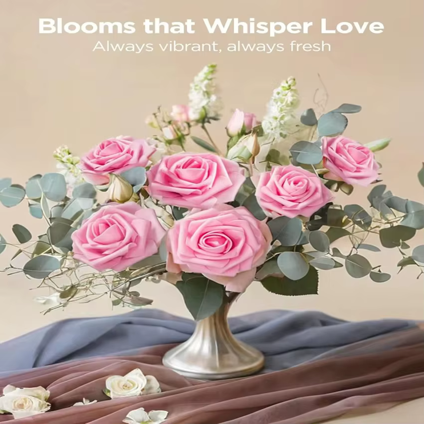 PE mousse Rose fleur artificielle mariage mariée Bouquet accessoire guirlande maison vase table extérieur jardin festival fête bricolage décor