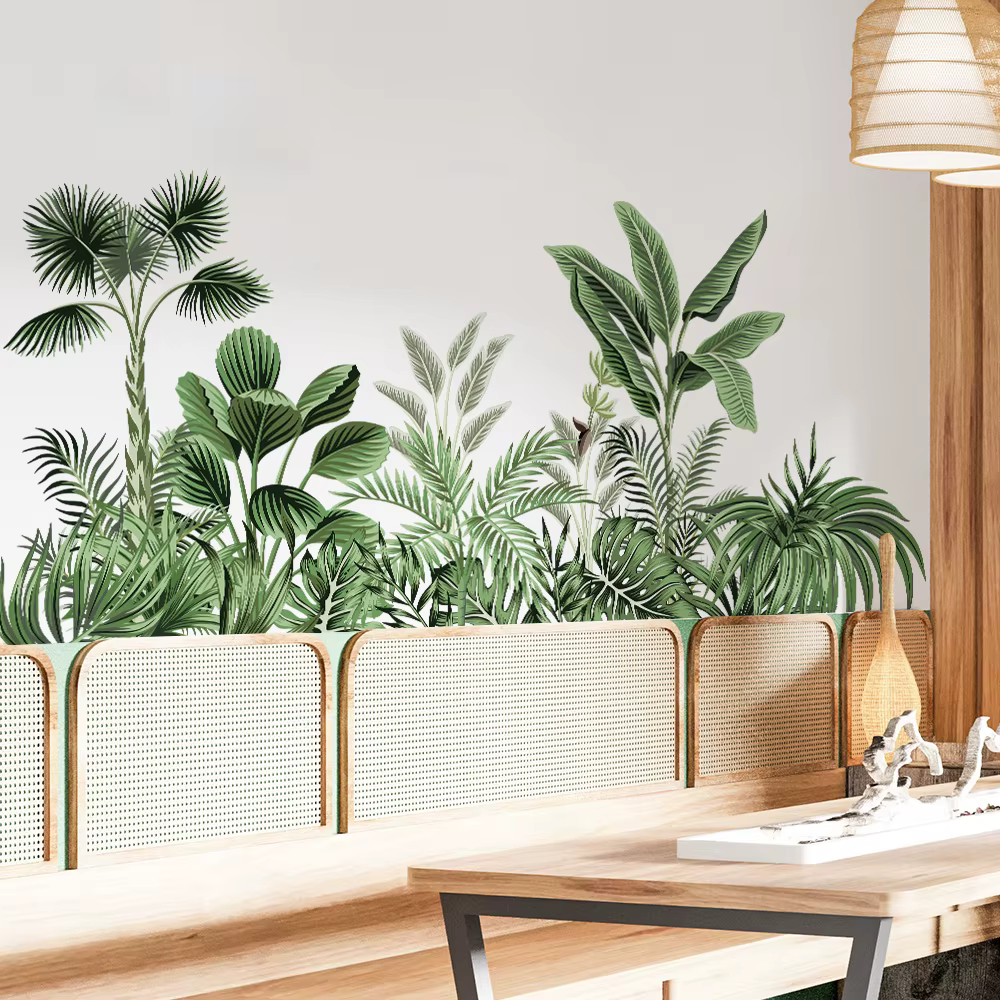 Autocollants muraux plante tropicale Jungle pour salon maison chambre armoire décoration murale auto-adhésif vinyle autocollant papier peint