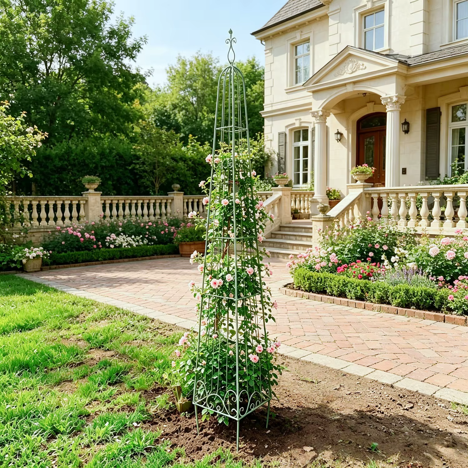 Support pour plantes grimpantes en fer forgé de style vintage de 241 cm de haut pour balcon extérieur