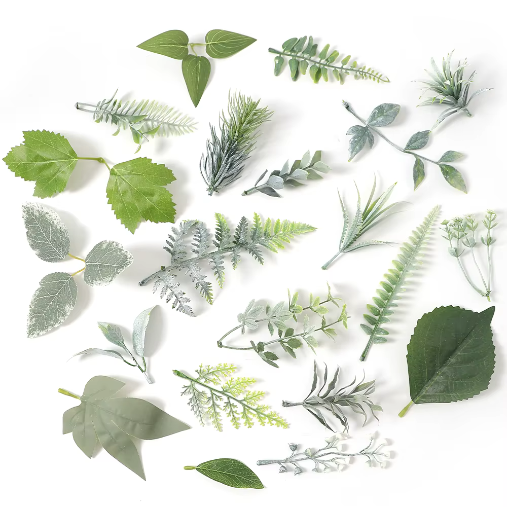 Plantes artificielles vertes feuilles fête maison mariage décor accessoires bricolage gâteau boîte à bonbons guirlande décoration de noël fleurs couronne