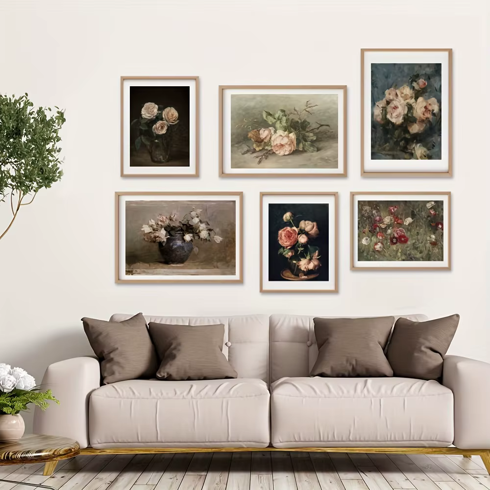 Peinture sur toile à l'huile de pivoines de fleurs vintage