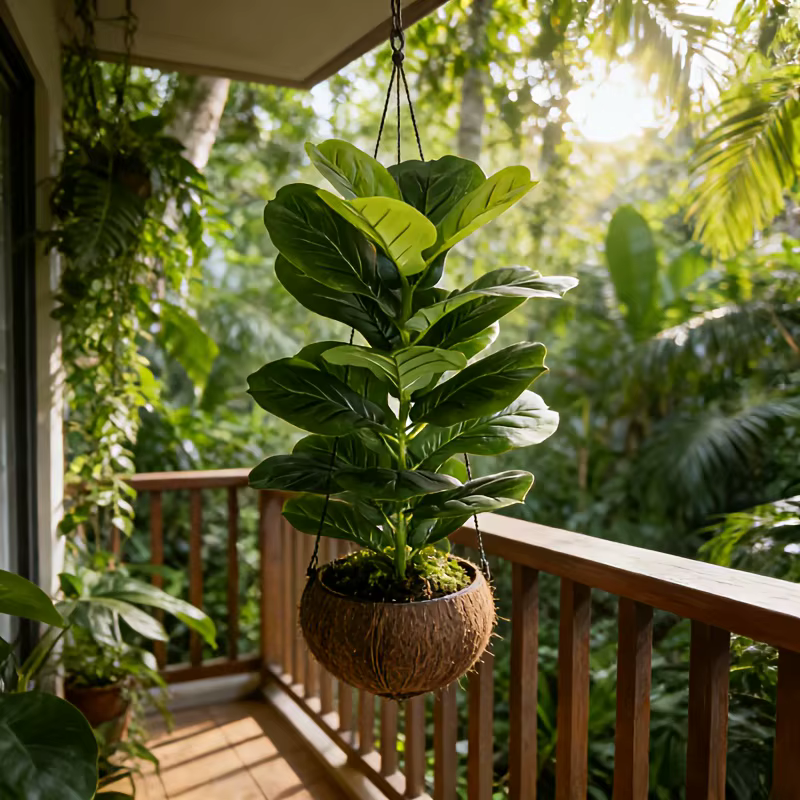 1 pièce de Ficus Lyrata artificiel de 85 cm avec 23 feuilles pour la décoration de bureaux