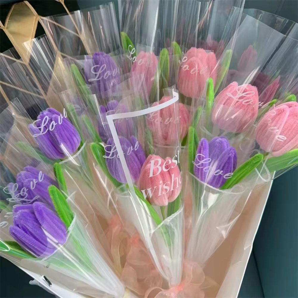 Romantique 30 cm tricot fleur Rose tulipes cadeaux faits à la main ​ Simulation