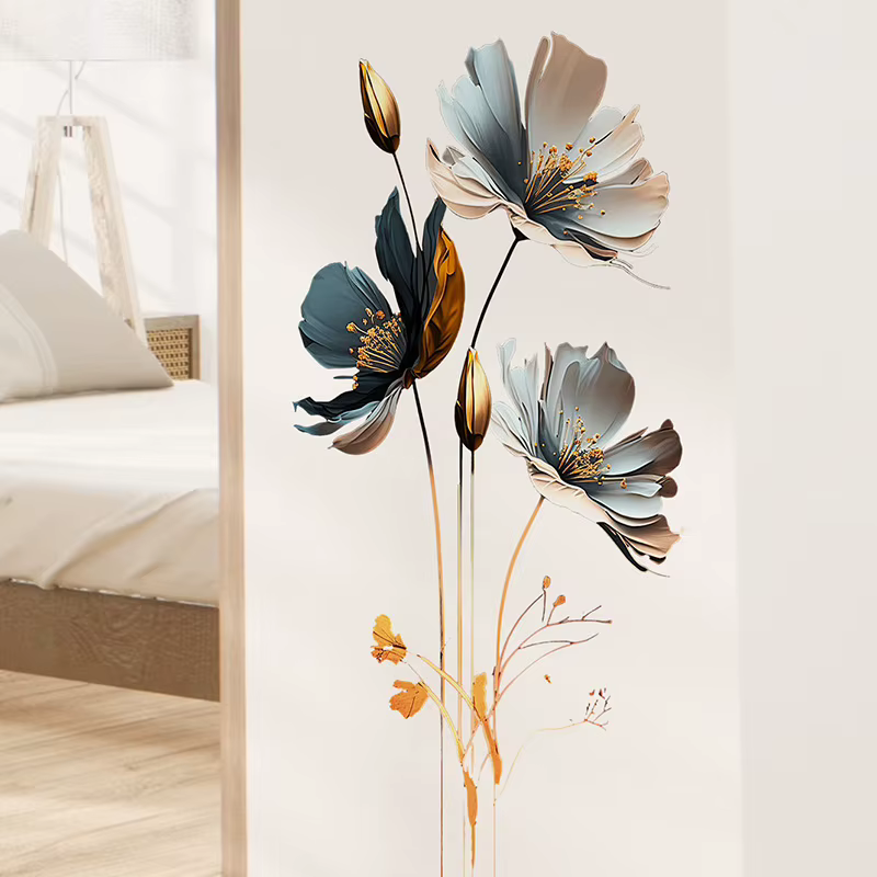 Superbe autocollant mural floral pour salon