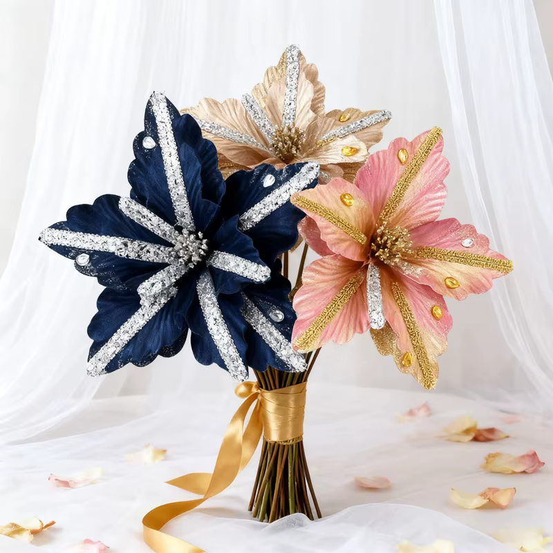 Nouveau produit 31CM fleur de noël artificielle flanelle de haute qualité fausse
