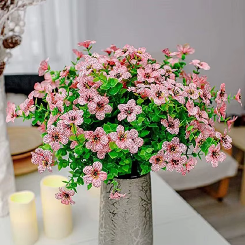 1pc Fleurs Artificielles Plante Eucalyptus Violet Couronne De Mariage Décor Maison Extérieure jardin cour Bonsaï Festival partie Boîte de Bricolage