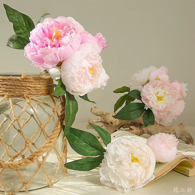 Bouquet de pivoines roses artificielles