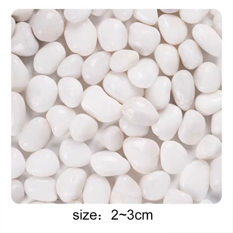 200 ~ 800g galets blancs 2 ~ 3cm conception de paysage et pavage de route pierres de fleurs de pluie hautement polies pierre de décoration de piscine TMZ