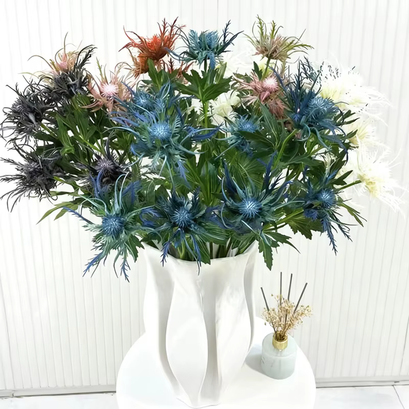 Fausse fleur de houx de mer artificielle de haute qualité