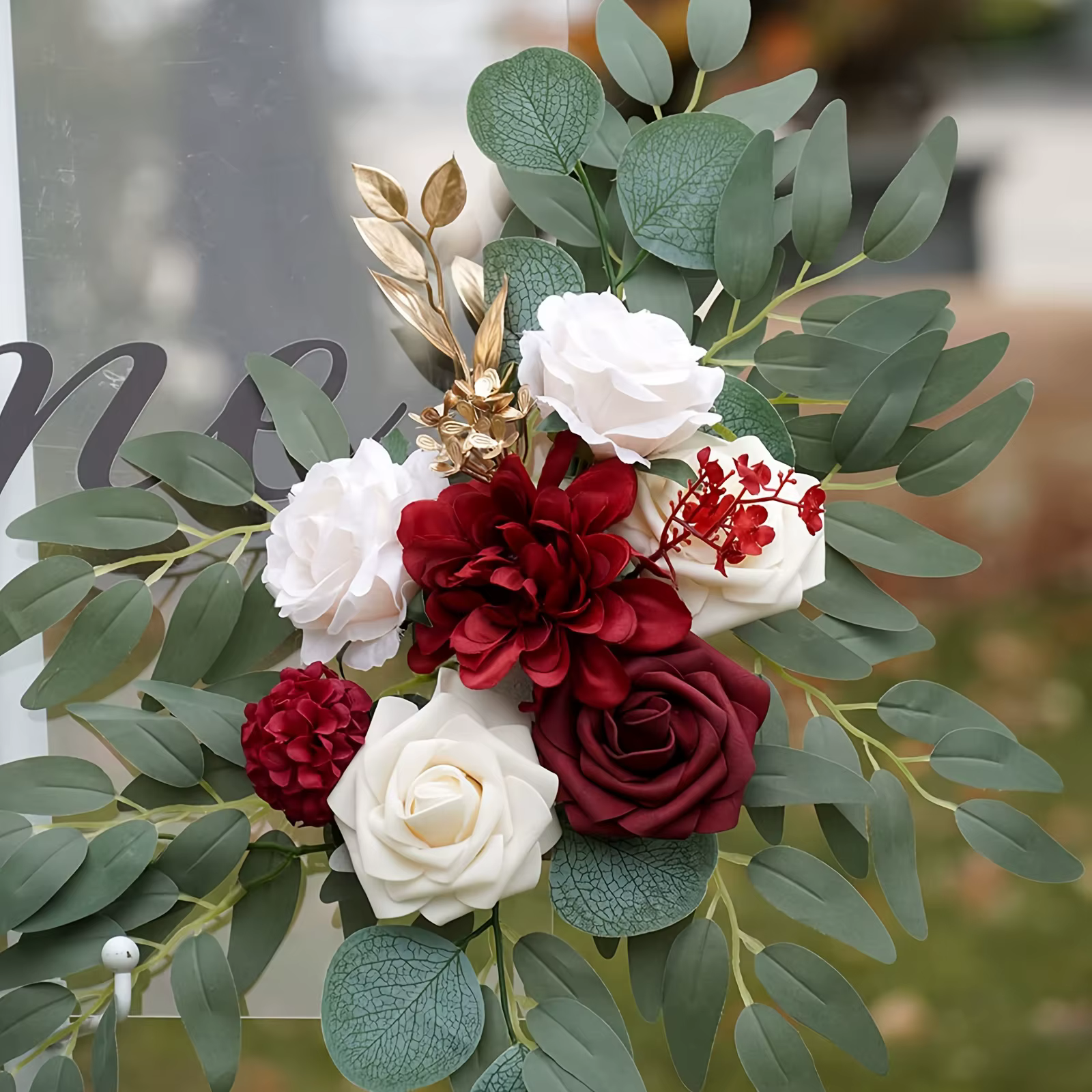 Ensemble de guirlandes florales artificielles bordeaux pour arche de mariage