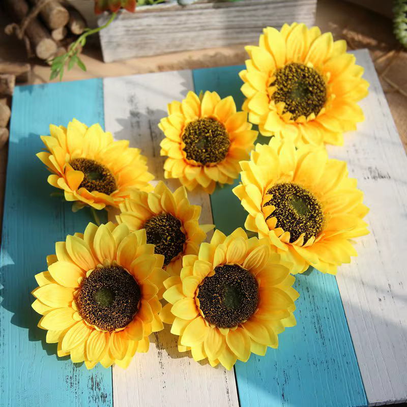 Tête de fleur artificielle tournesol en soie