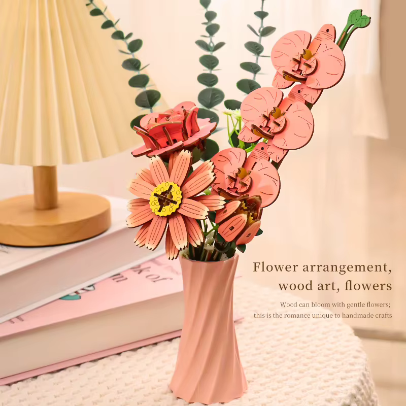 Bouquets de papillons et de roses en bois