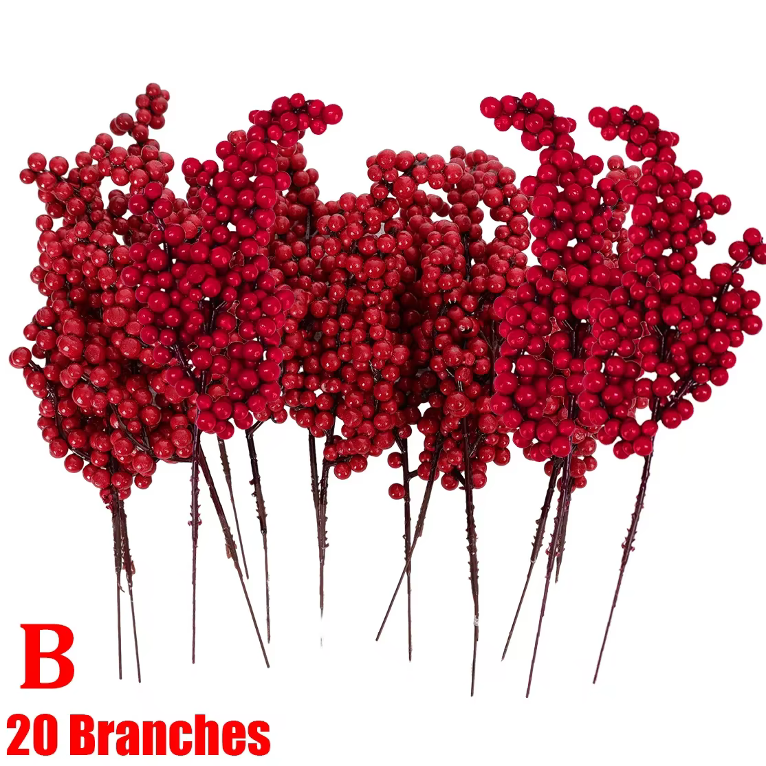 Bouquet de baies denses pour la décoration intérieure, fleurs artificielles, baies de houx rouge, plantes Stpod, arbre de Noël, fête de Noël, 1/30 branches