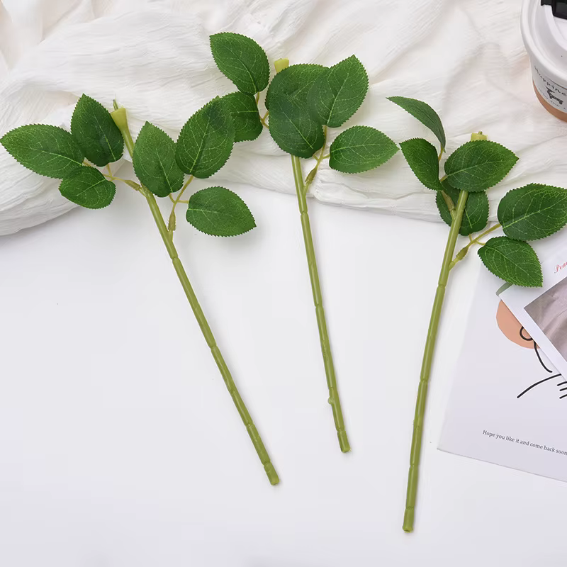 Tige de fleur verte artificielle, 10 pièces, matériel artisanal, accessoires de tige en fil fait à la main pour décoration de mariage et de maison