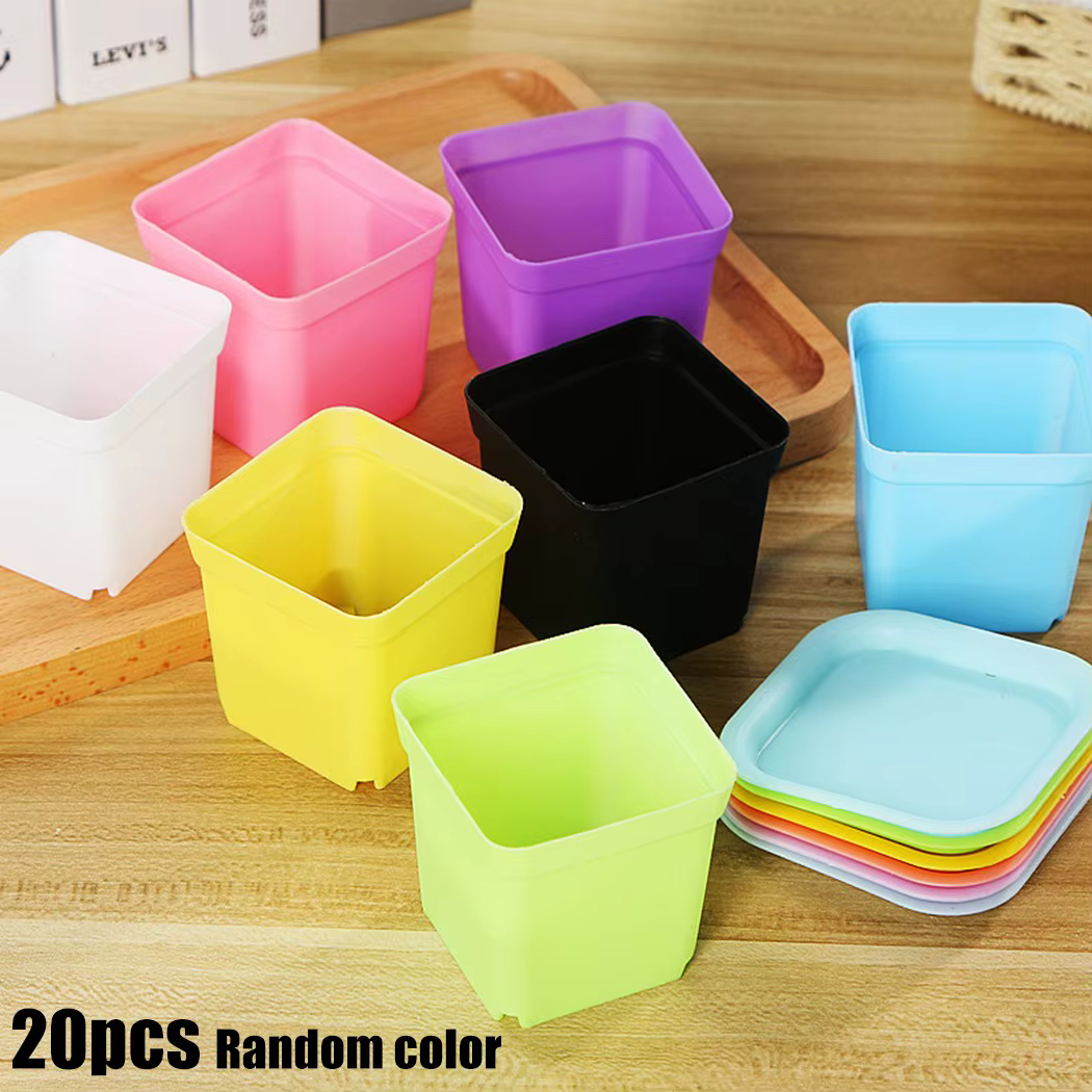 20 pièces Mini bassin carré Pot de fleur coloré plantes succulentes plateaux décor de bureau à domicile bricolage