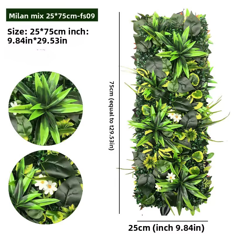 Panneau de clôture murale en herbe artificielle 75x25cm