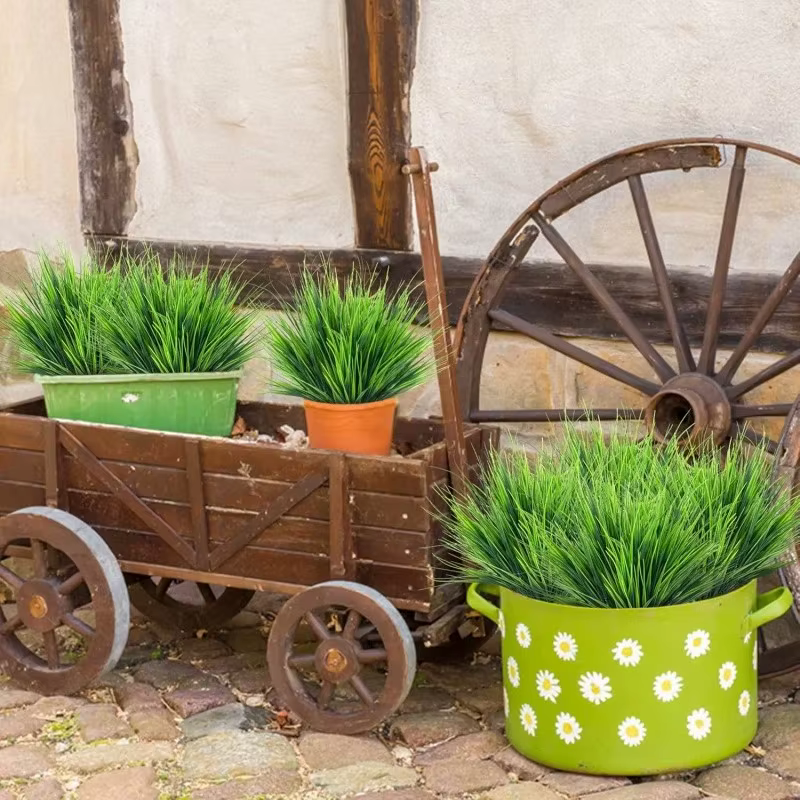 12 plantes artificielles aux couleurs vives et résistantes aux UV - Bouquets de herbe de printemps détachables avec
