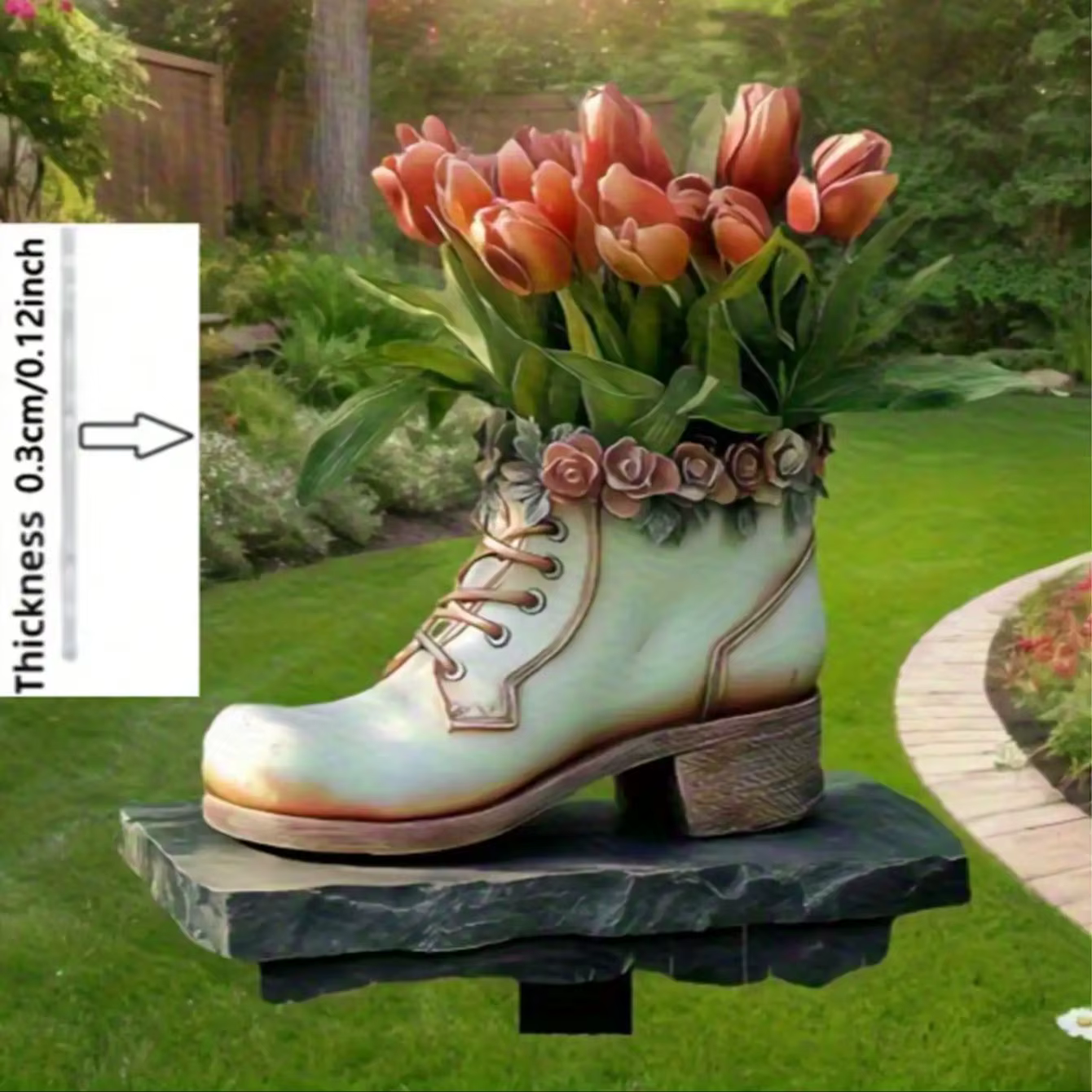 1 pièce de décoration de jardin en forme de « Chaussures et Tulipes » aux couleurs vives