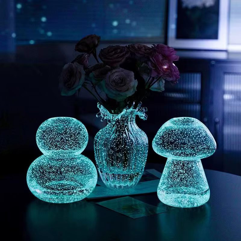 Vase en verre transparent fluorescent lumineux style INS pour arrangements floraux de roses