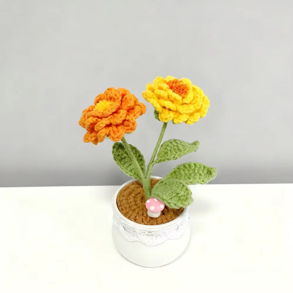 Pivoine au Crochet faite à la main en pot