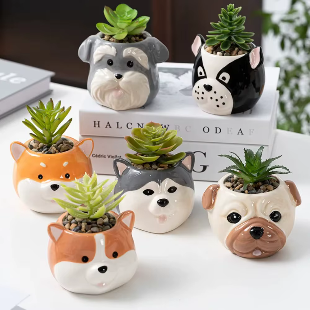 Pots de fleurs en céramique en forme d'animaux