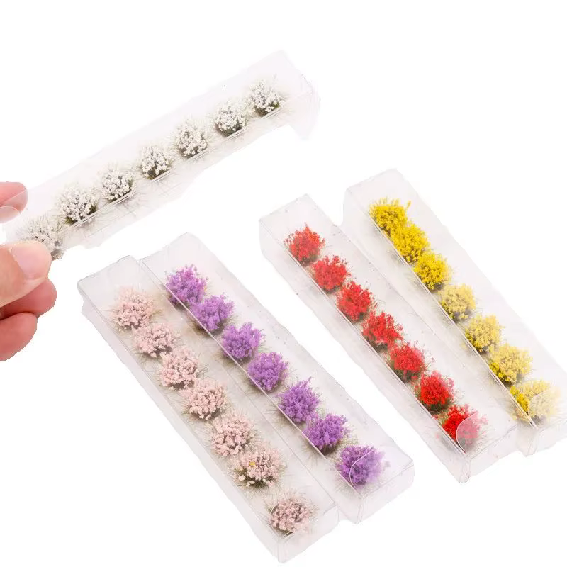 14 bouquets de fleurs miniatures artificielles pour la création de modèles DIY/aménagement de trains miniatures/micro-paysages/scénarios de wargaming