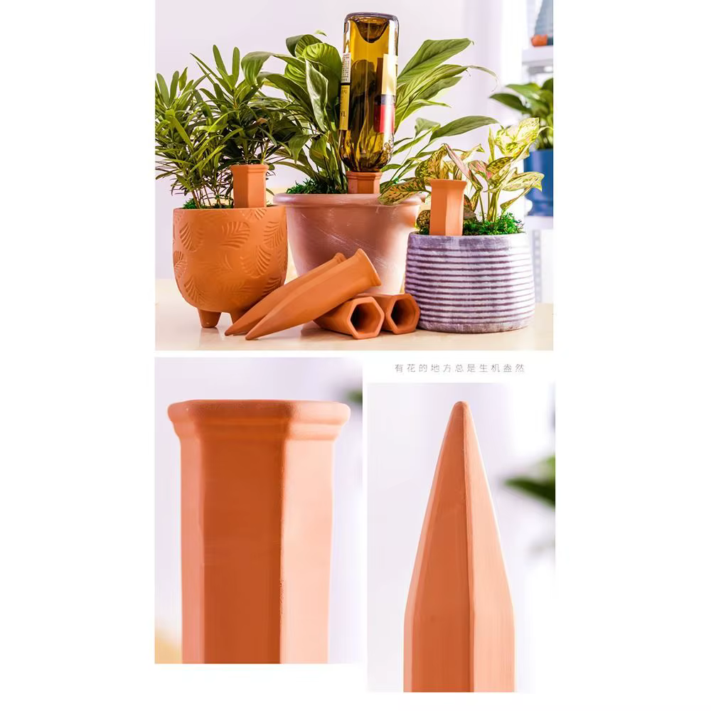Piquets d'arrosage automatique hexagonaux en terre cuite pour plantes – Système d'irrigation goutte-à-goutte sans effort