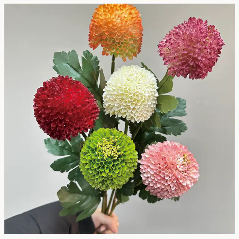 Fleur artificielle réaliste en forme de boule d'allium à tige unique