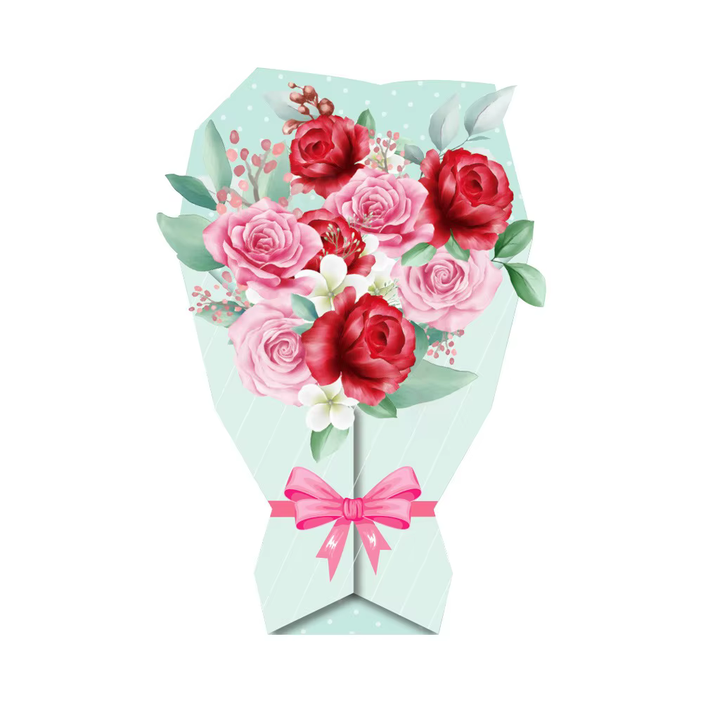 Carte de vœux 3D Fleurs en papier Tournesol/Rose/Œillet