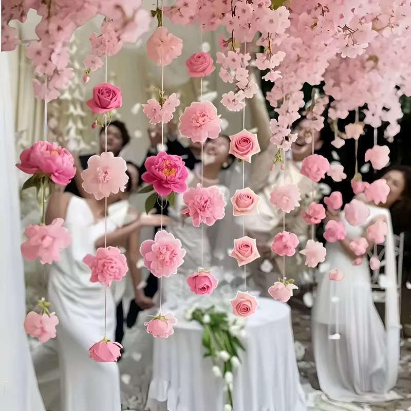 Ensemble de 111 fleurs flottantes roses