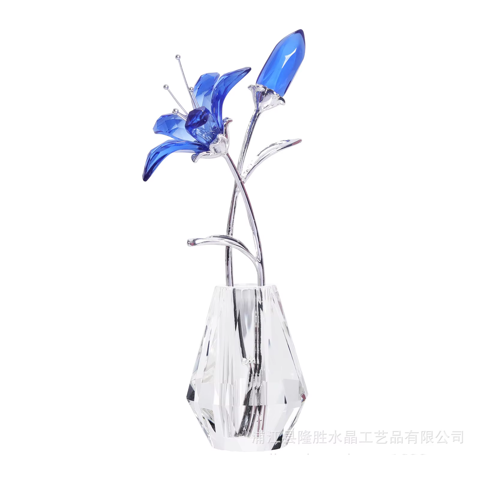Fleurs de lys en cristal avec vase en cristal