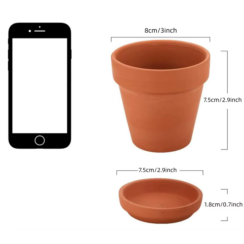 Petits Pots en terre cuite de 3 pouces avec soucoupe