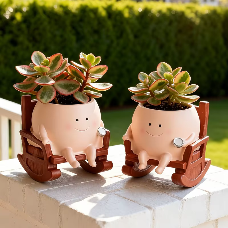 Pot de fleurs élégant en résine en forme de fantôme souriant