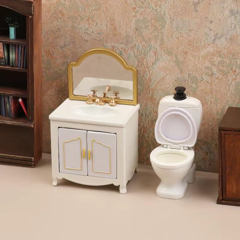 Baignoire Miniature pour maison de poupée, lavabo de toilette, modèle d'armoire, accessoires de meubles pour décoration de maison de poupée, jouet de jeu pour enfants, 1/12