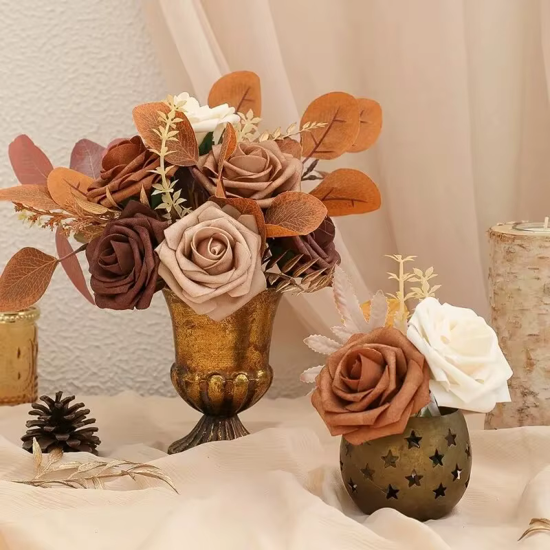 Fleurs Artificielles en Mousse avec Tiges pour Bouquets de Mariage