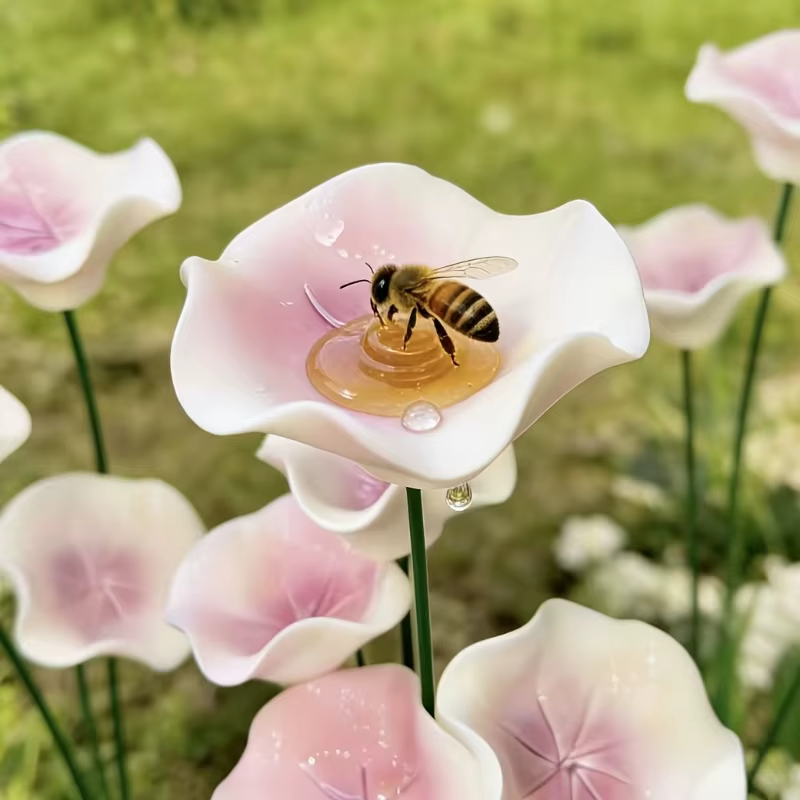 2 mangeoires à fleurs en céramique pour abeilles
