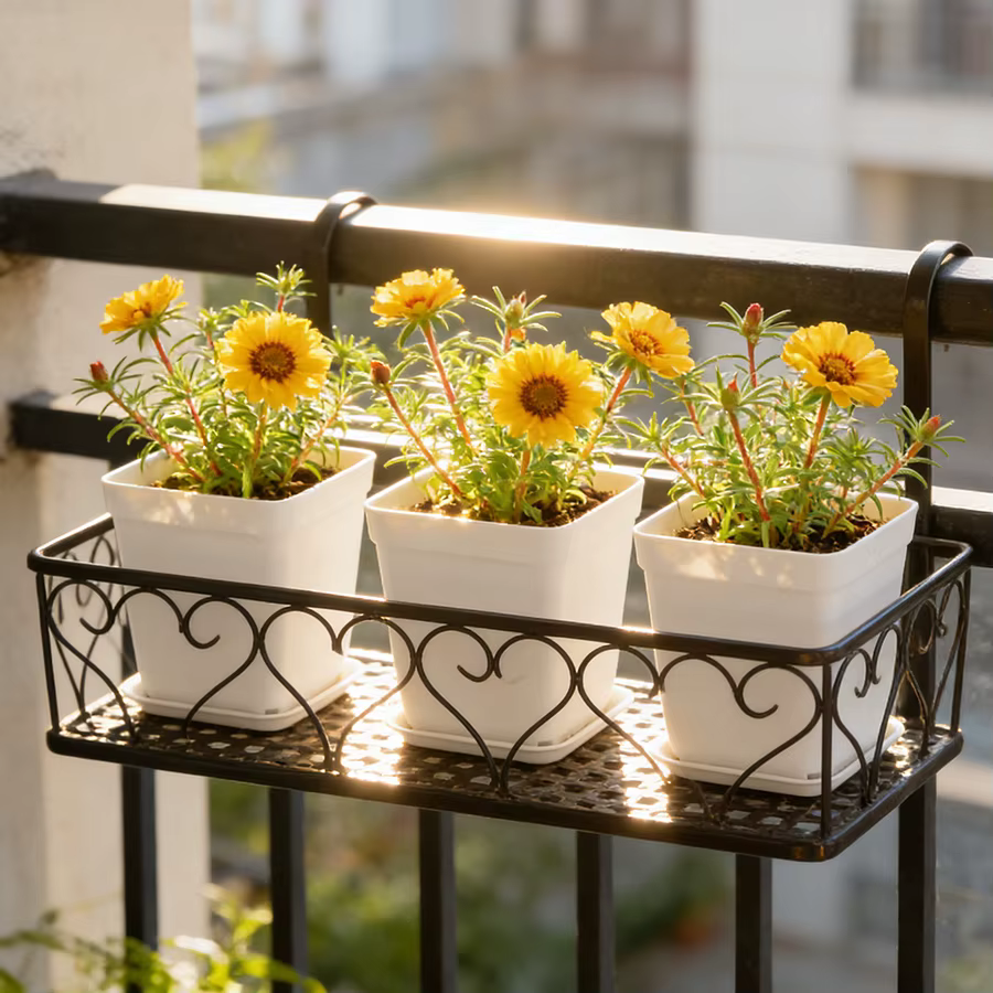 10 pots de plantes carrés en plastique blanc de 7 cm avec plateaux de drainage - Idéal