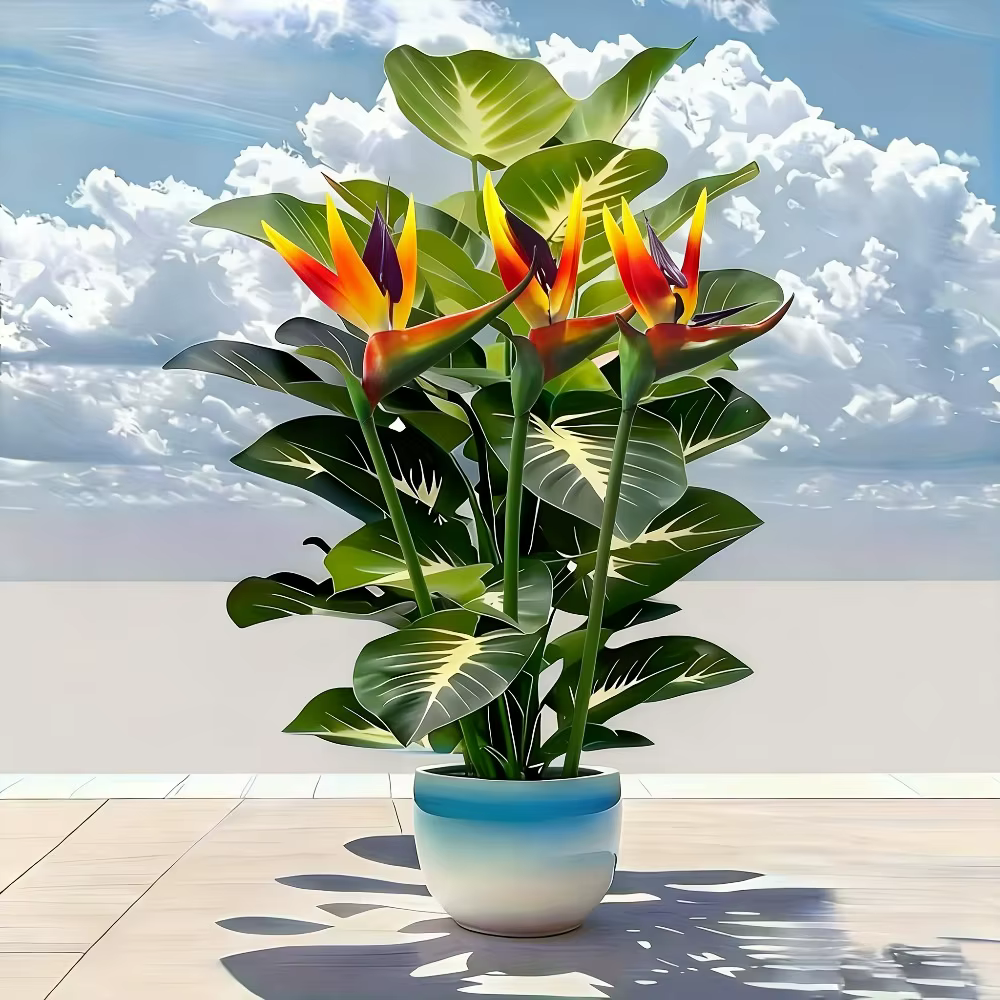 Plantes artificielles d'oiseau de paradis et de pothos pour la décoration extérieure dans les jardins
